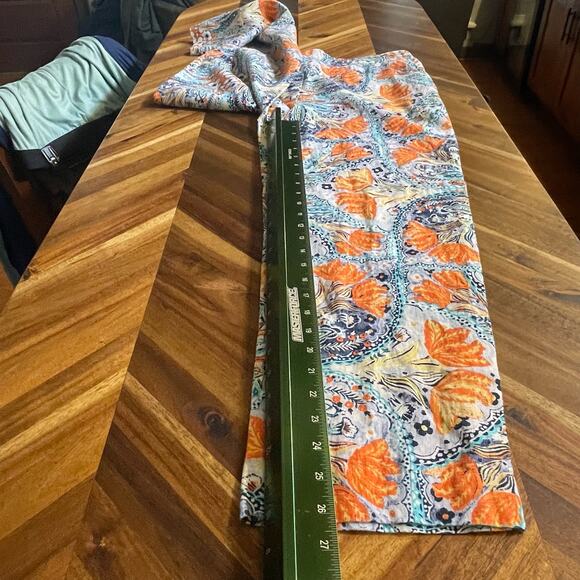 Chicos Pants Paradise Floral‎ 100% Linen Ankle Pullon Pockets Sz 1 US M Tropical - Picture 7 of 8